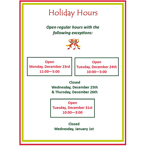 Holiday Hours For 2024